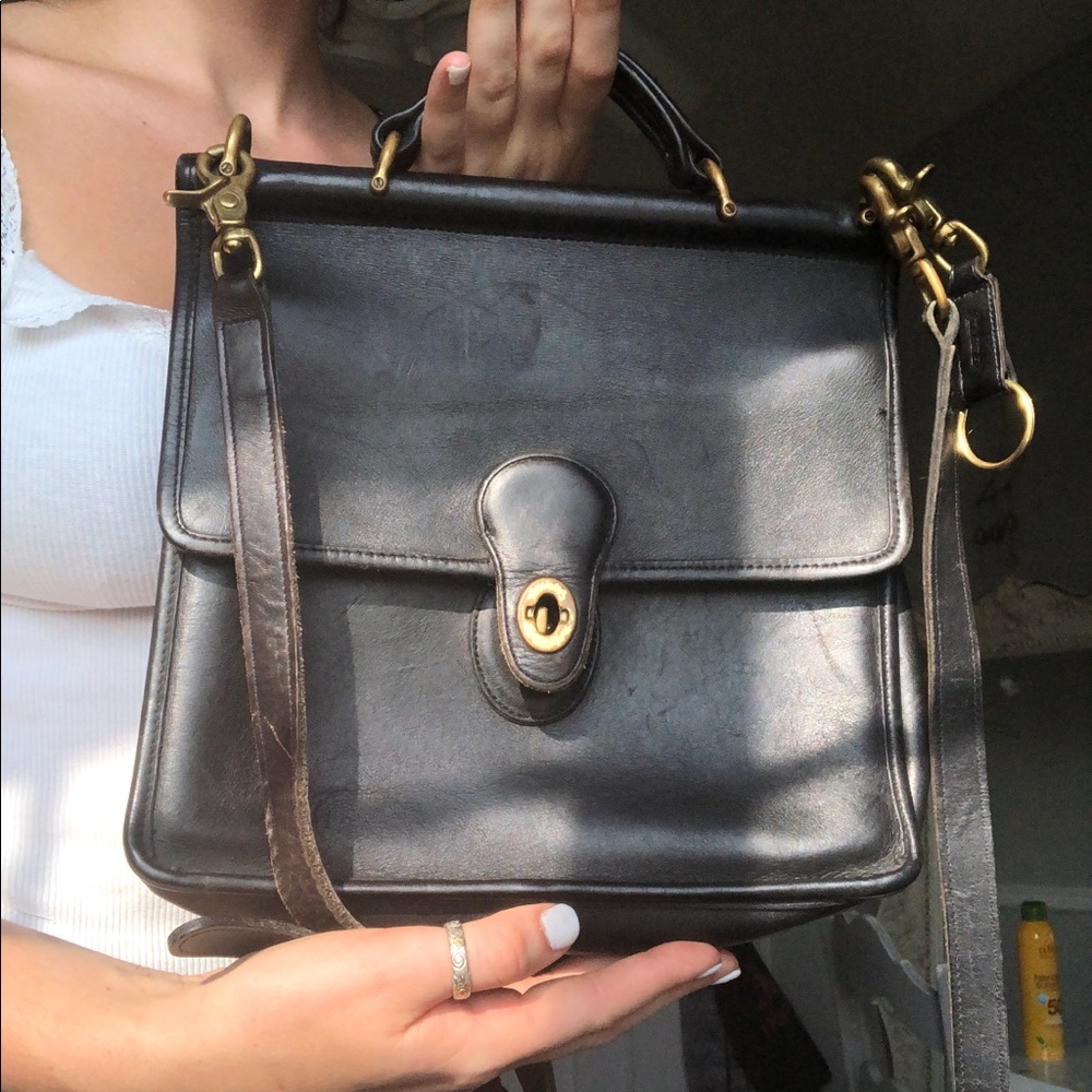 Vintage Coach Black Leather Satchel